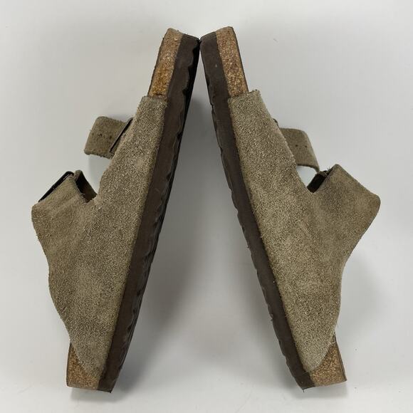 Birkenstock Arizona Sandals Womens Size 38 US 7-7.5 Tan Suede Slide - Picture 5 of 10